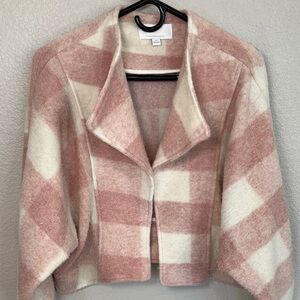 Anthropologie Pink and Cream Checkered Jacket
